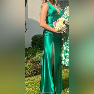 Elegant Green Satin Gown